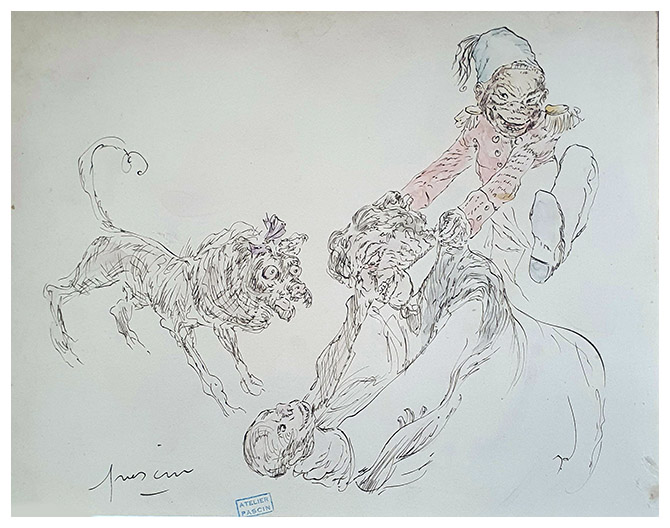 La bagarre,a drawing by Jules PASCIN